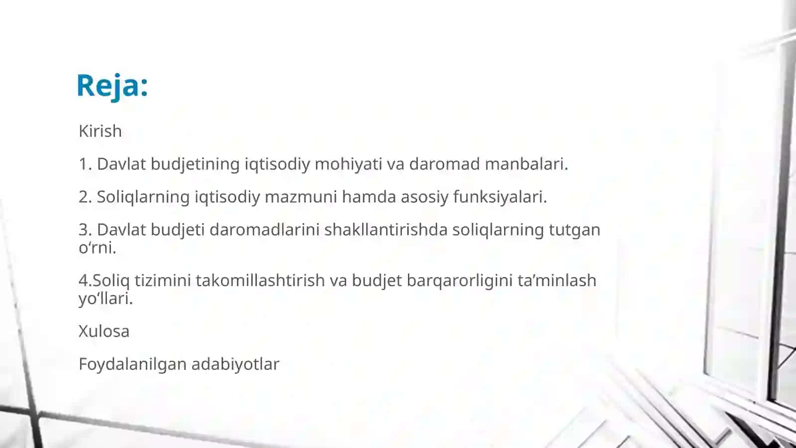 Davlat budjeti daromadlarini shakllantirishda soliqlarning tutgan oʻrni va ahamiyati 2
