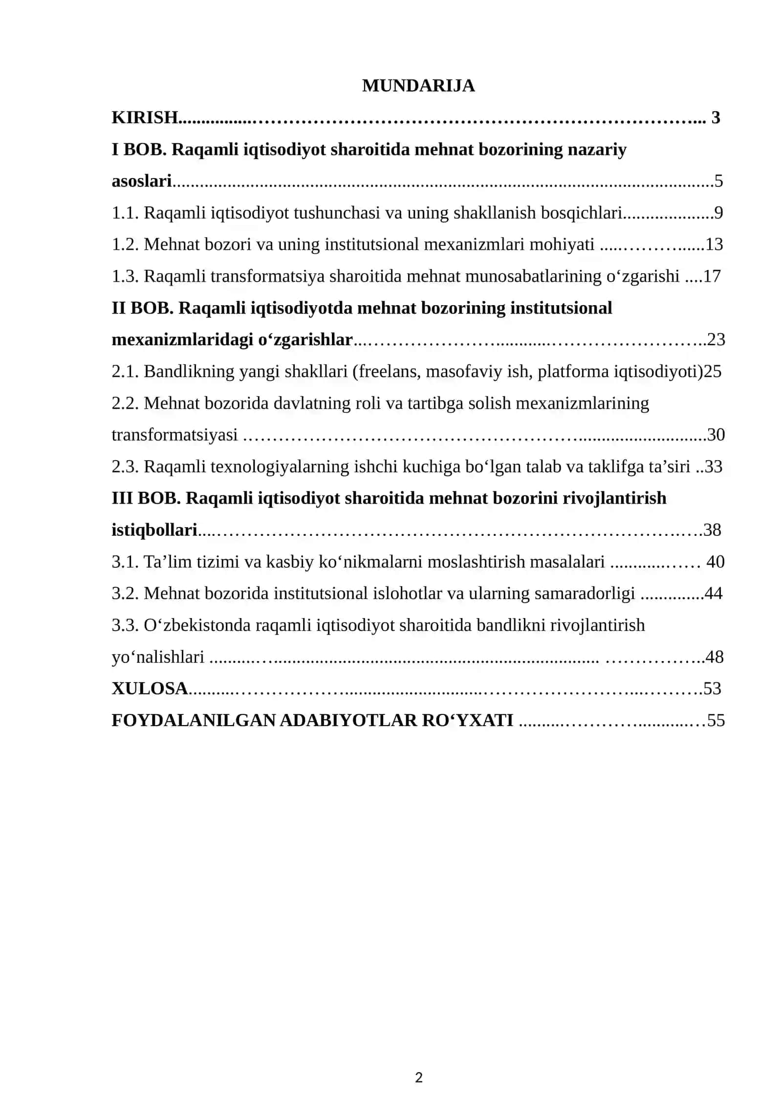 Raqamli iqtisodiyotda mehnat bozorining institutsional mexanizmlari qanday o‘zgaradi? 2