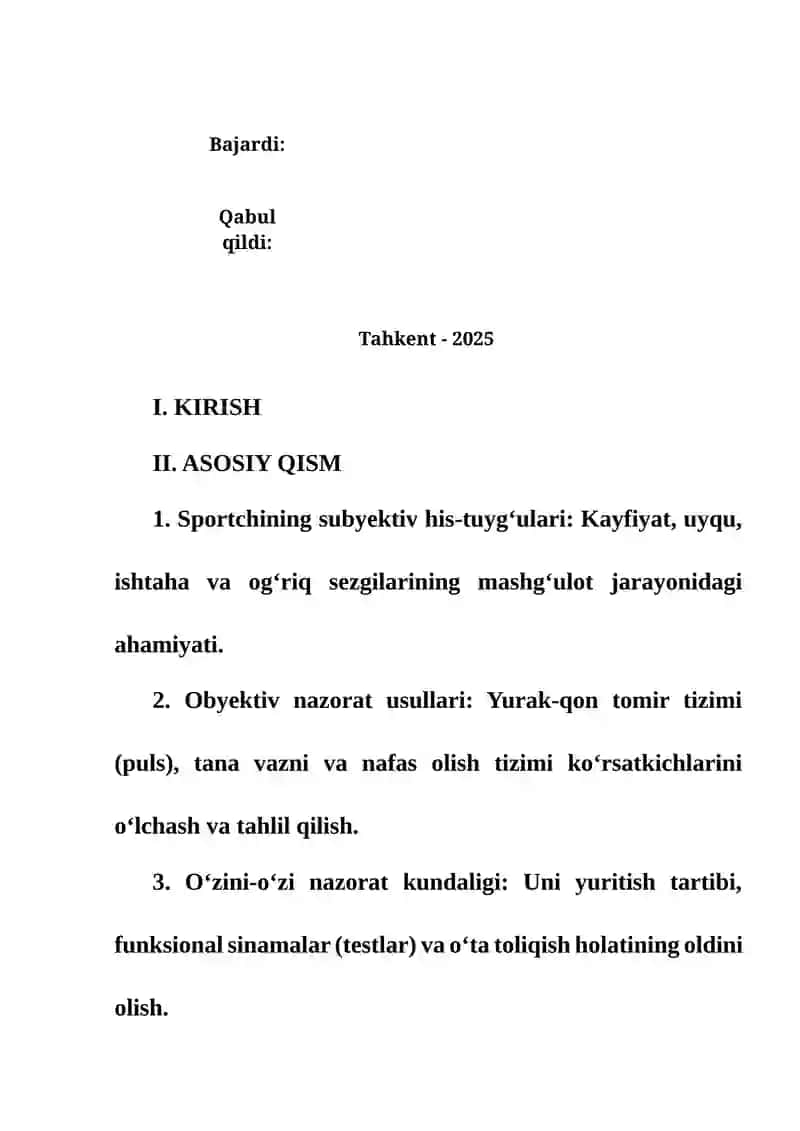 Sportda o‘zini-o‘zi nazorat qilish usullarini o‘zlashtirish  Sport va jismoniy mashqlar bilan shug’ullanish o’zini-o’zi nazoratqilish usullarini o’zlashtirish 2