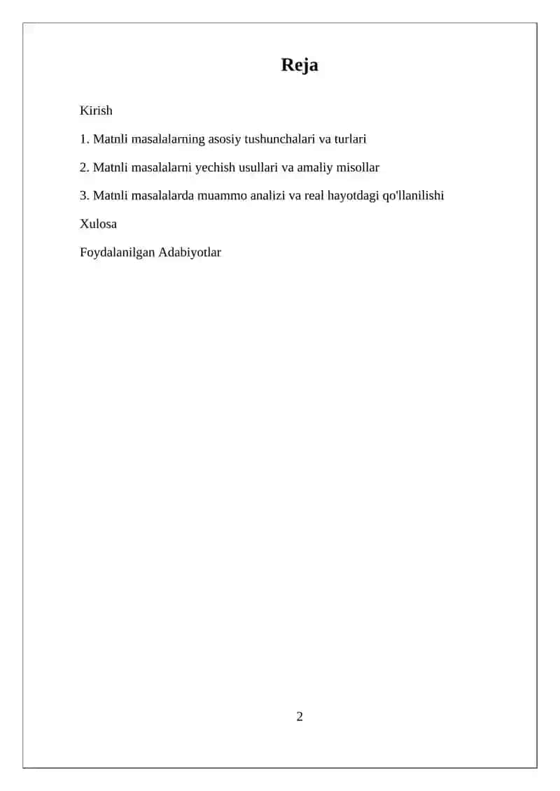 MATNLI MASALALAR ECHISH 2