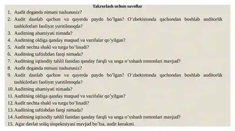 Auditga umumiy tavsif 2