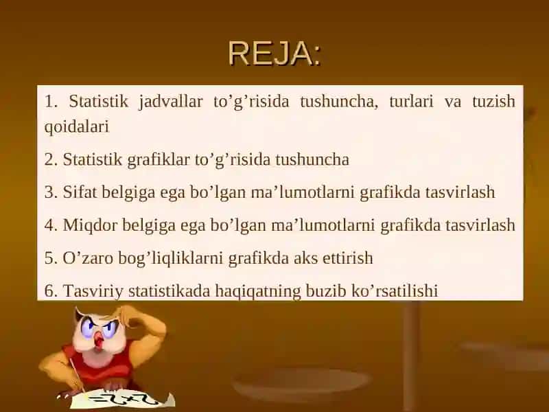 Statistik ma’lumotlarni jadval va grafiklarda tasvirlash 2
