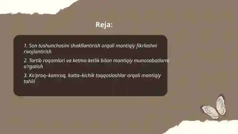 Asosiy miqdorlarni o'rgatish 2
