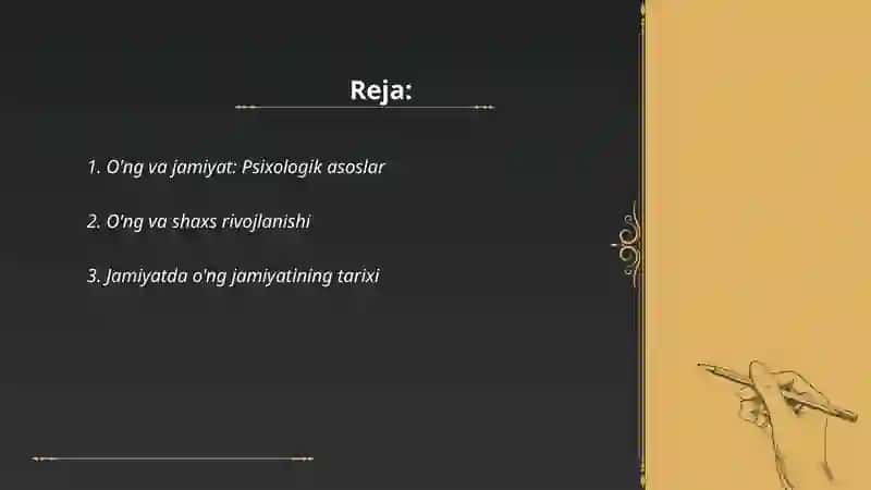 O'ng va jamiyat: Psixologik asoslar 2