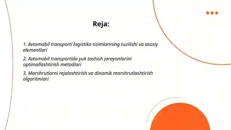 Avtomobil transportida logistika tizimilari va ularning samaradorligi 2