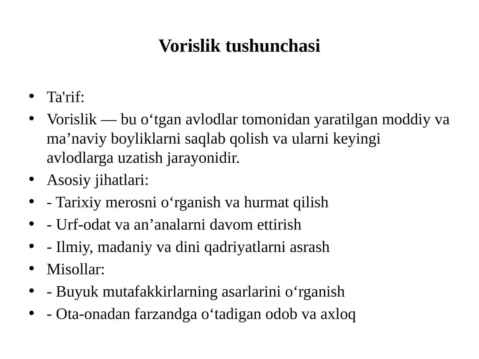 Vorislik va yangilanish 2
