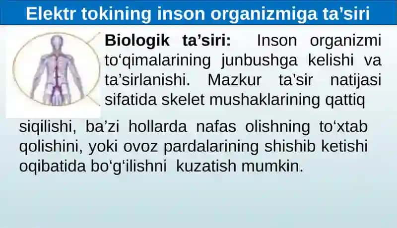 Elektr tokining inson organizmiga ta'siri 2