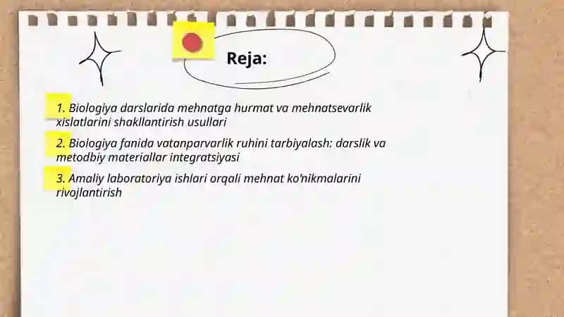 Biologiyani o'qitishda mehnat va vatanparvarlik ruxiyatini shakllantirish 2