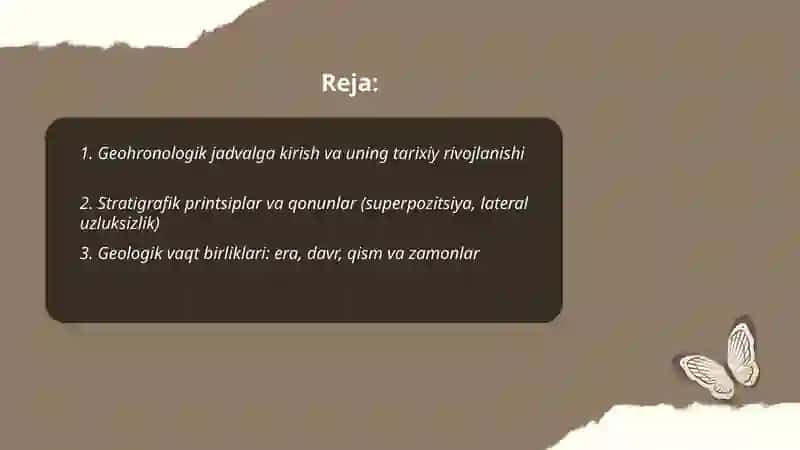 Geohronologik jadvalini tuzish tahlil qilish va oʻrganish 2