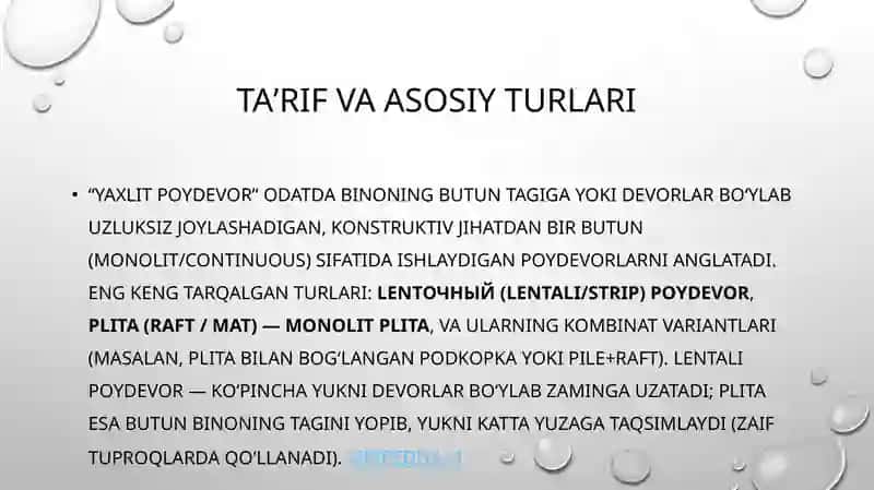 Yaxlit poydevor qurilmalari  2 2