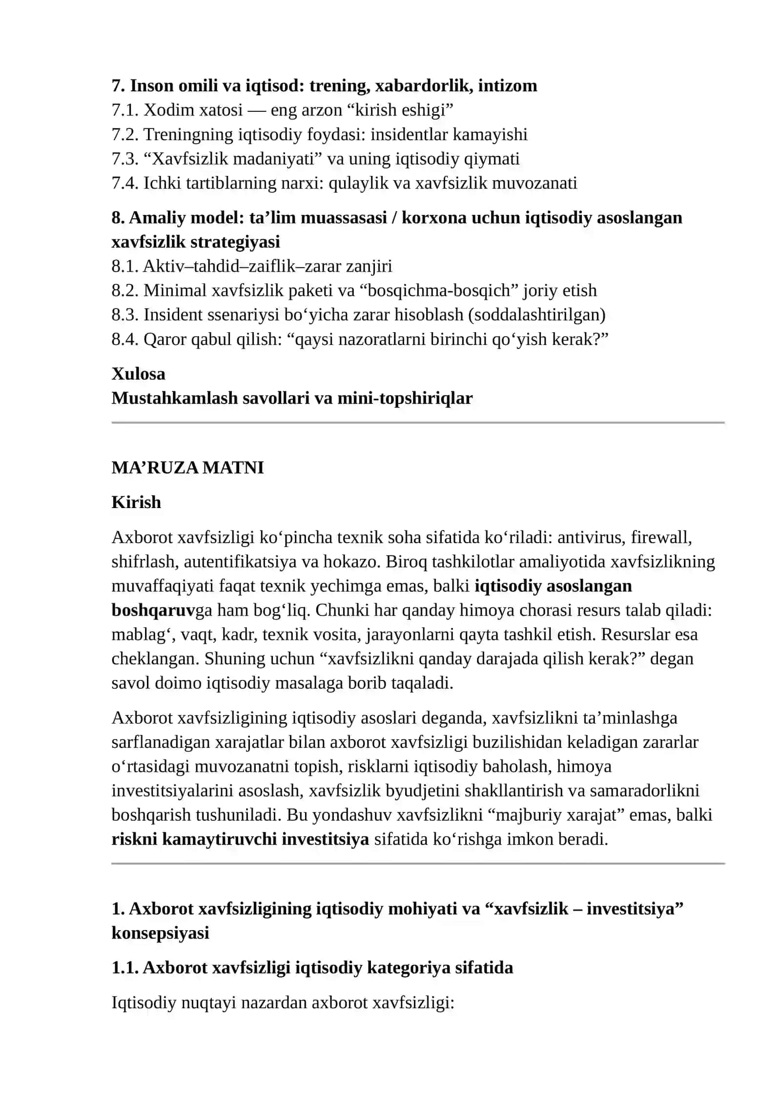 AXBOROT XAVFSIZLIGINING IQTISODIY ASOSLARI 2