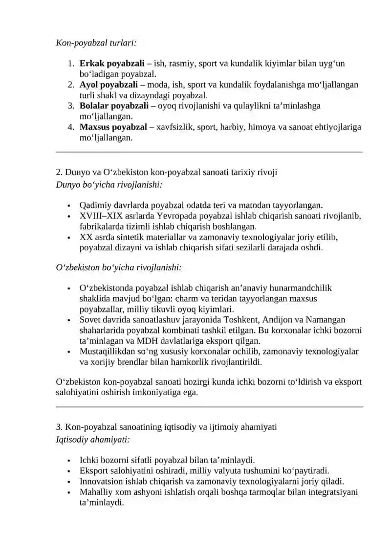 O’ZBEKISTON RESPUBLIKASIDA KON-POYABZAL SANOATI 2