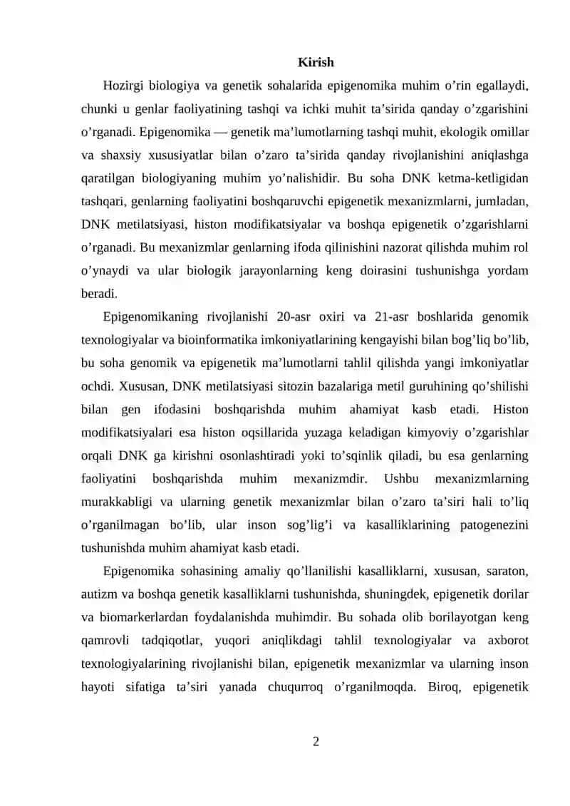 Epigenomika va Epigenetika 2