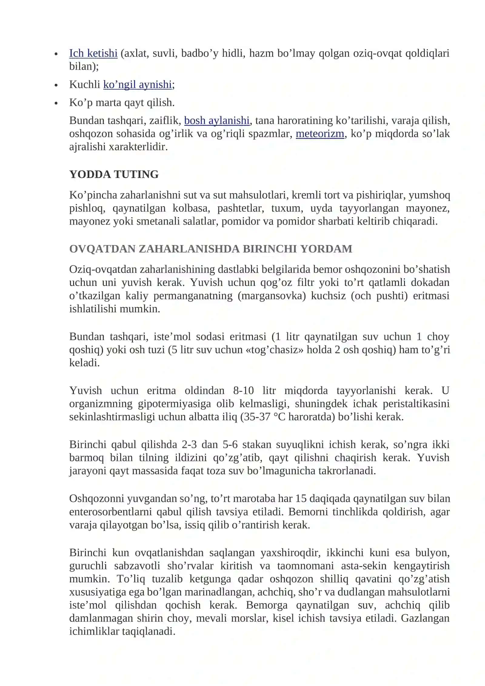 Ovqatdan zaharlanish — TOKSIN INFEKSIYASI 2