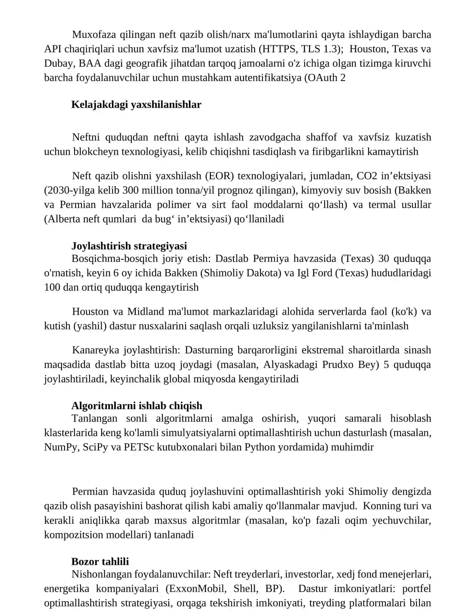 Neft bozorini optimallashtirish dasturi 2
