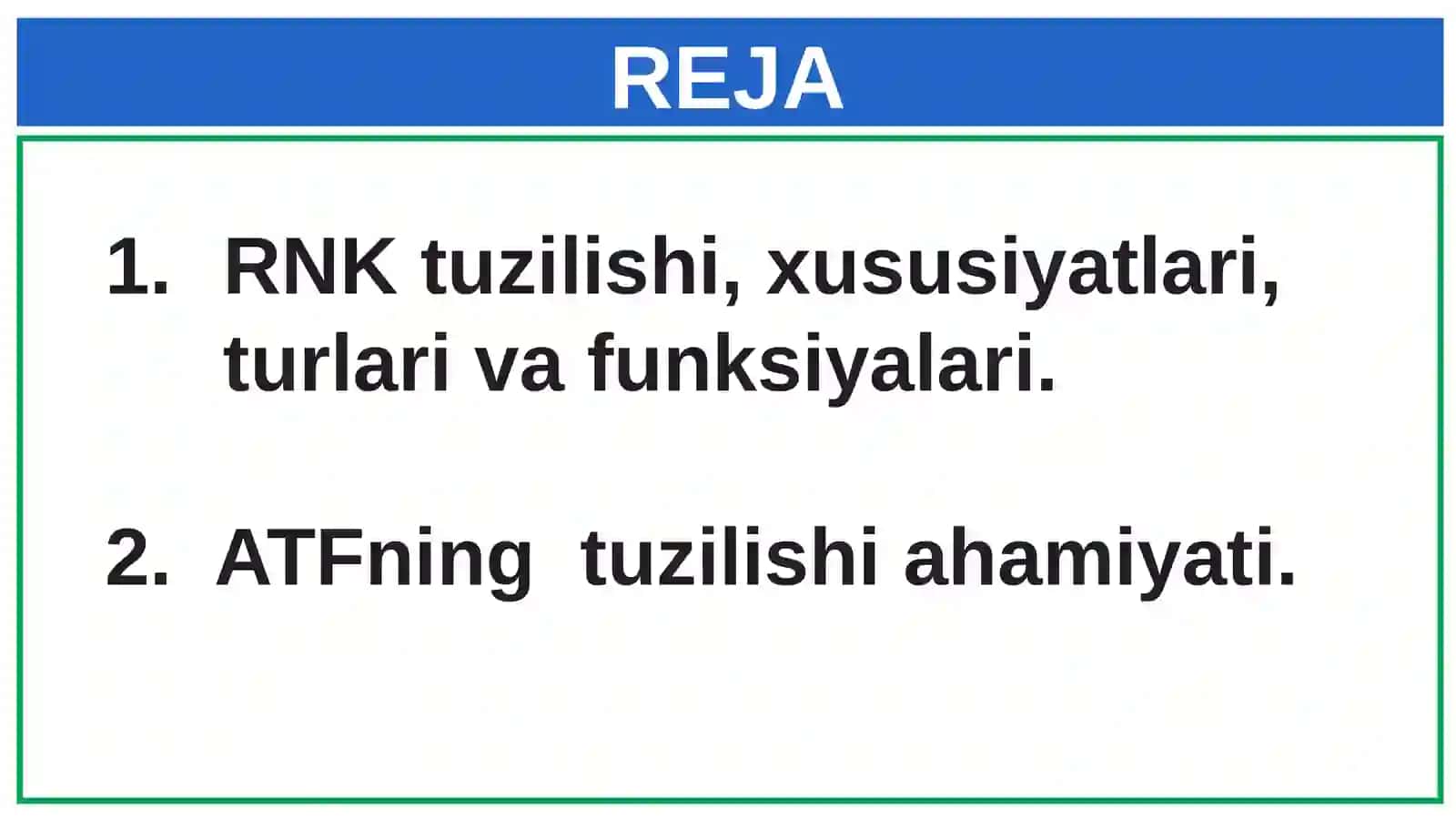 RNK tuzilishi, xususiyatlari, turlari va funktsiyalari 2