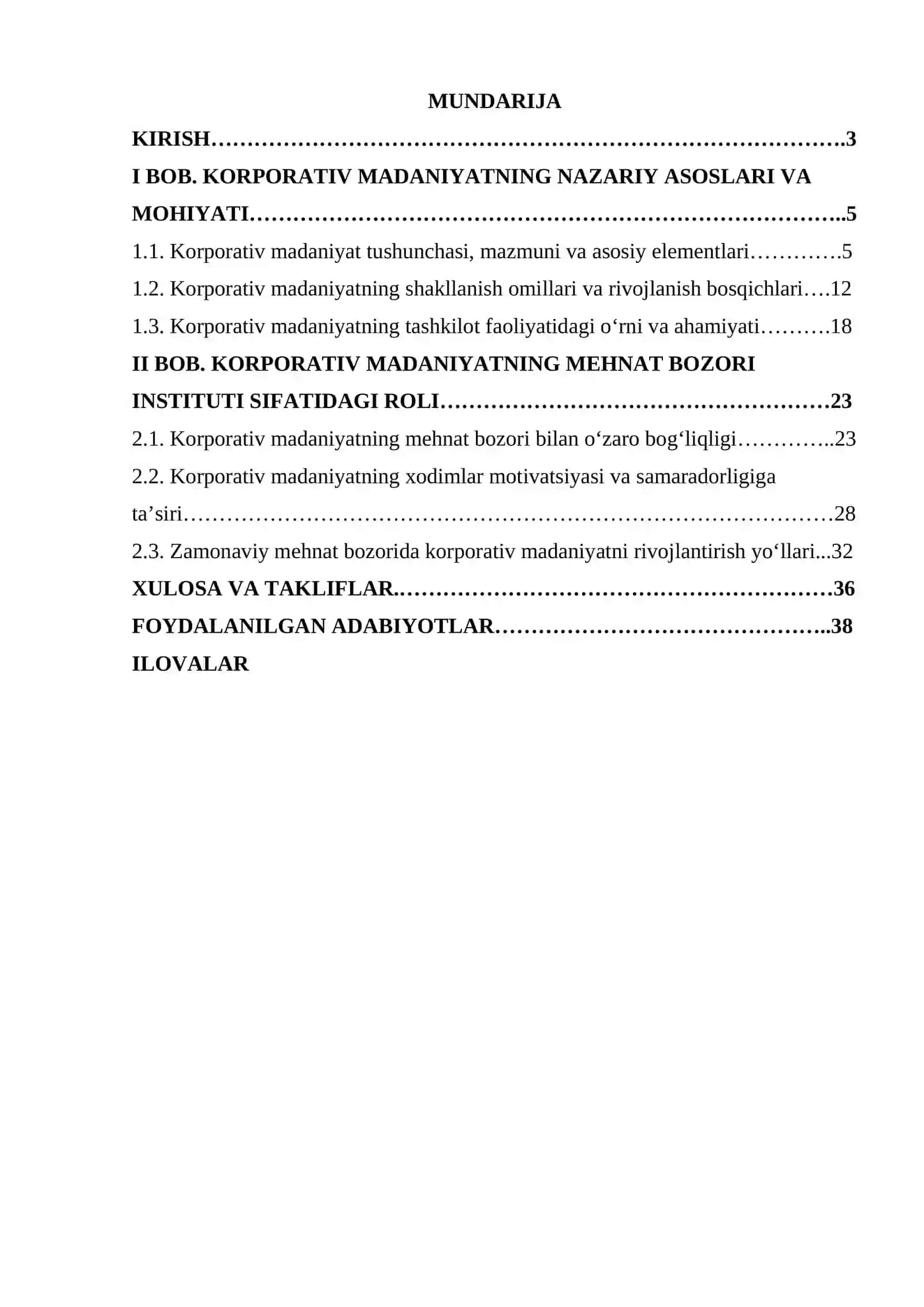 MAVZU: KORPORATIV MADANIYAT MEHNAT BOZORI INSITUTI SIFATIDA 2