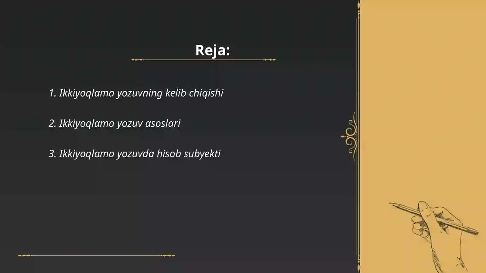 Ikkiyoqlama yozuvning nazorat qilish xususiyatlari 2