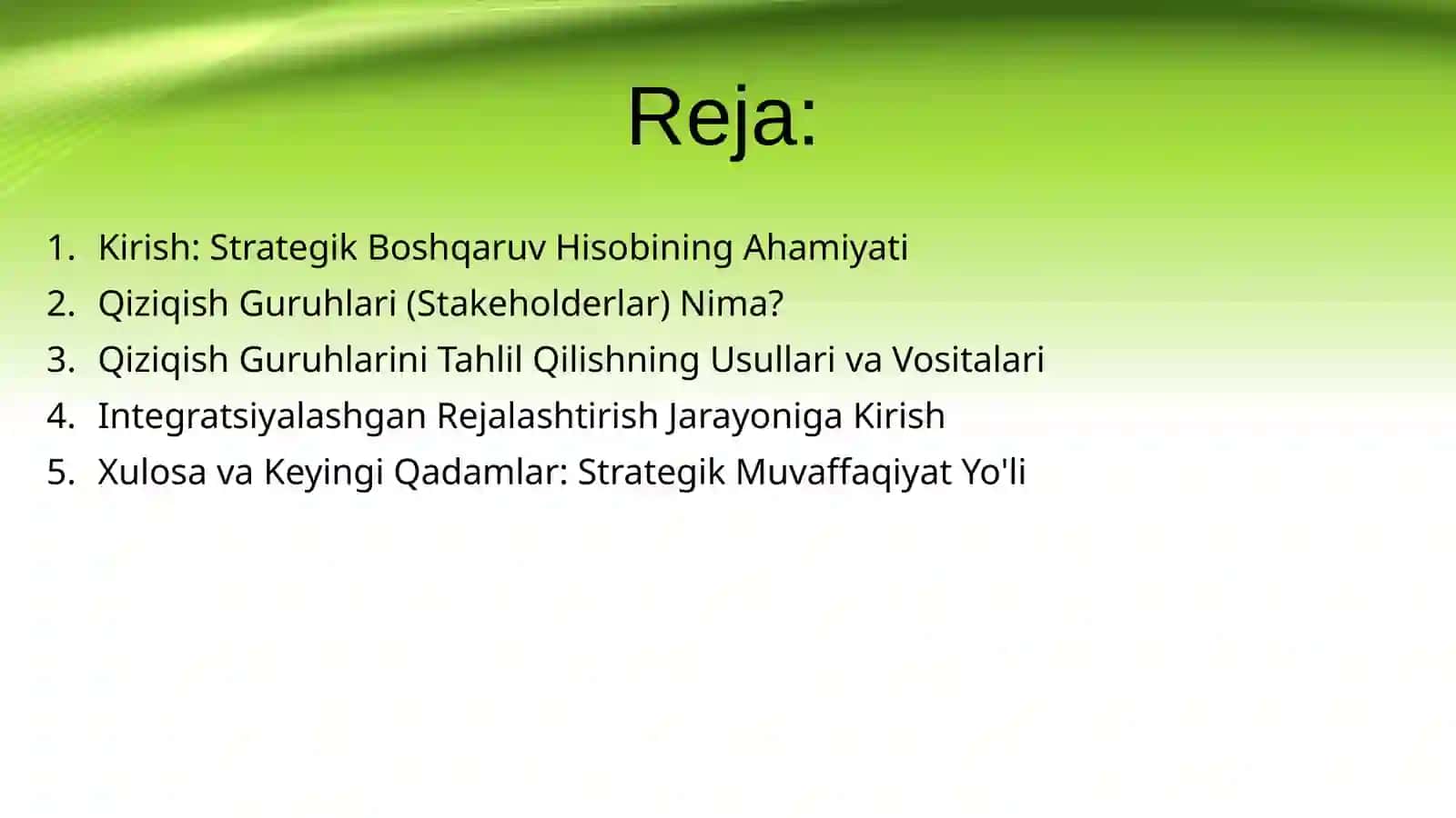 Strategik Boshqaruv Hisobi Doirasida Qiziqish Guruhlarini Tahlil Qilish. Integratsiyalashgan Rejalashtirish Jarayonini Ko’rib Chiqish 2