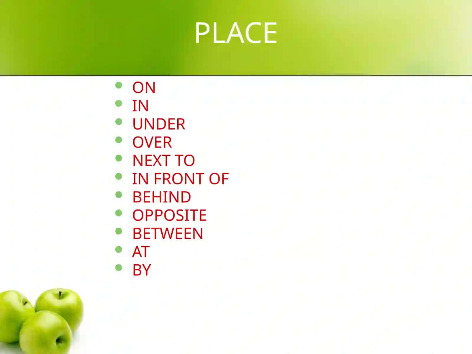 3-sinf Ingliz tili fanidan Prepositions of place dars taqdimoti 2