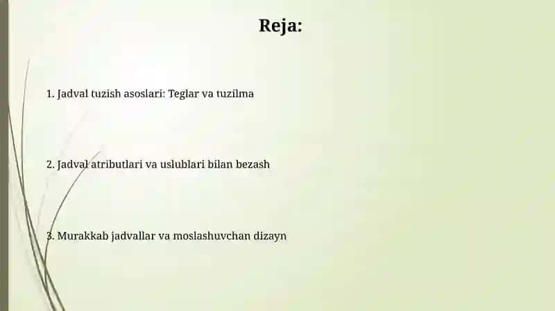 HTML tilida jadvallarhosilqilish 2