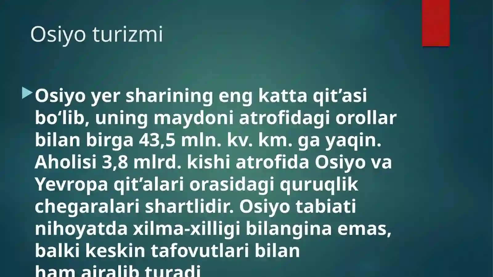 Osiyo turizmi 2