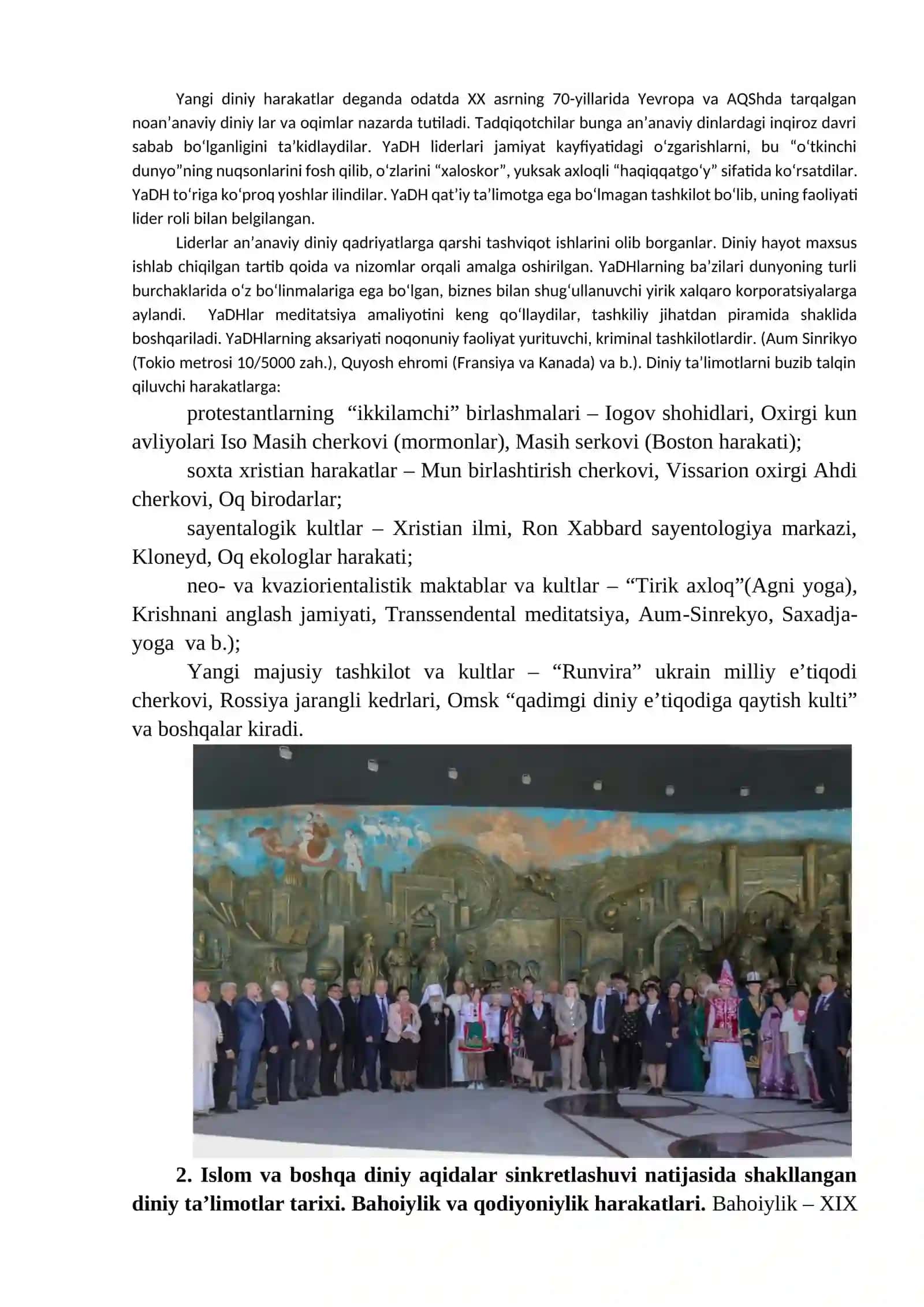 10 YANGI DINIY HARAKATLAR VA SEKTALAR 2