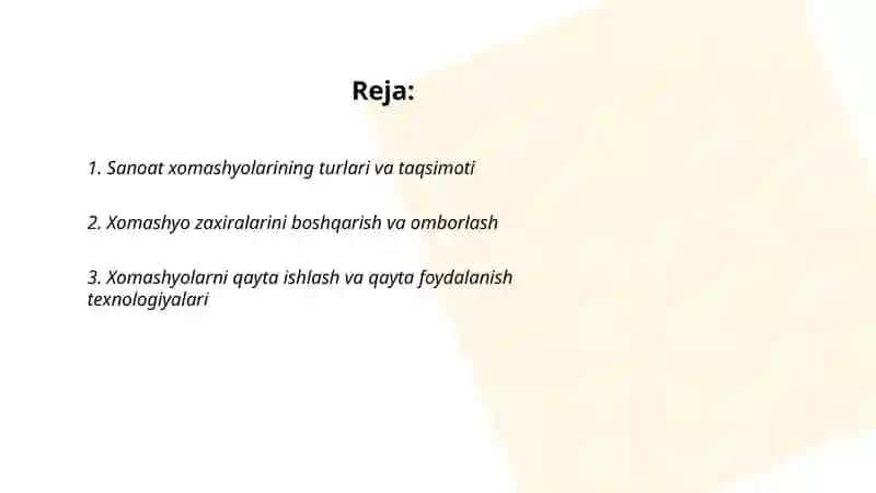 Sanoatda ishlatiladigan xomashyolar, energiya, suv va havo 2