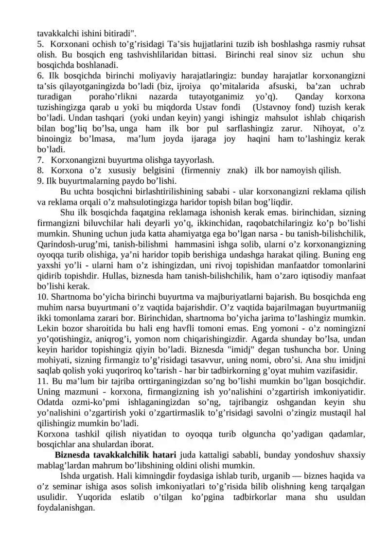 Tadbirkorlikning Birinchi Yilidagi Bosqichlar 2