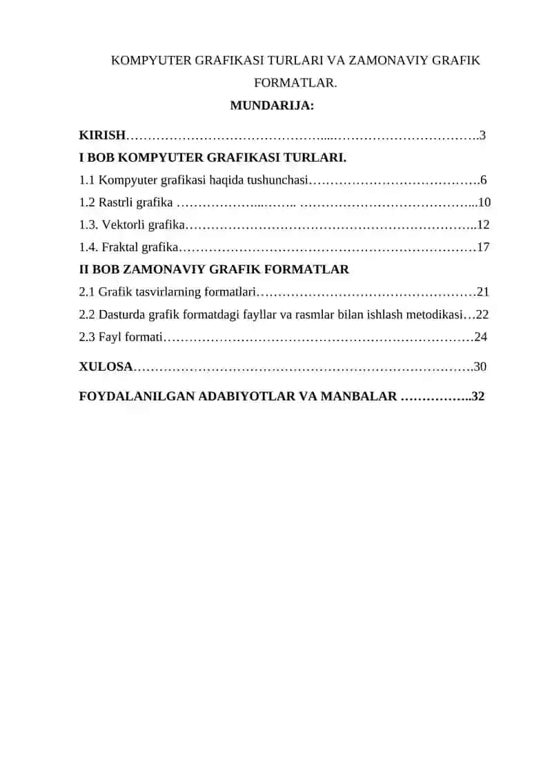 KOMPYUTER GRAFIKASI TURLARI VA ZAMONAVIY GRAFIK FORMATLAR 2