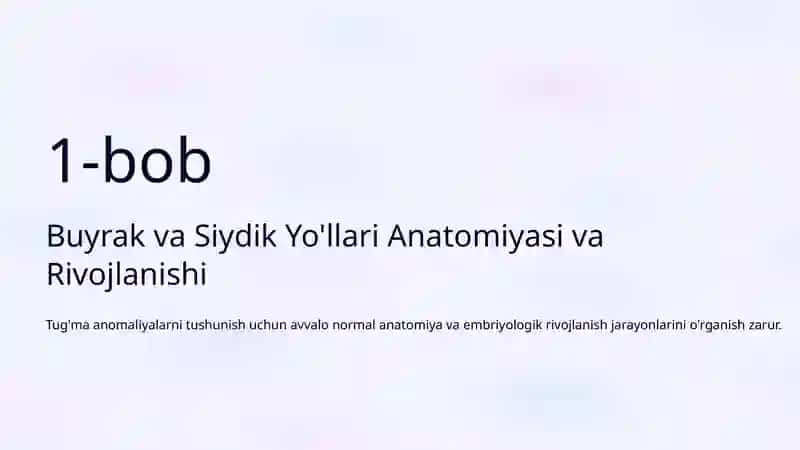Buyrak va Siydik Yo'llarining Tug'ma Anomaliyalari 2