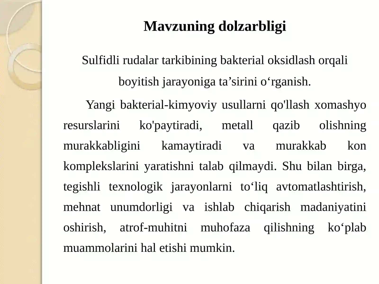 Sulfidli rudalar tarkibining boyitish jarayoniga ta’siri 2