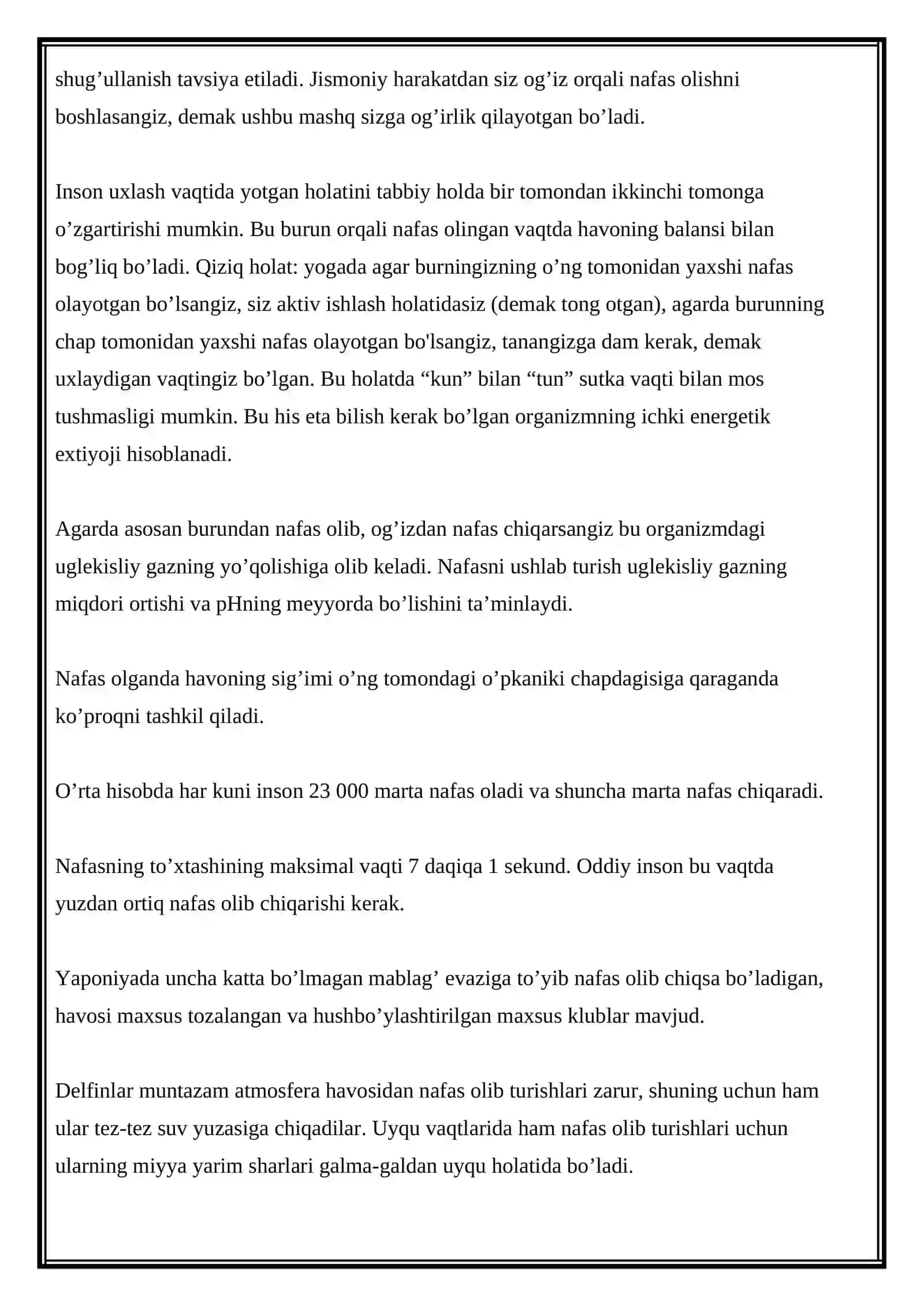 Nafas haqida qiziqarli faktlar 2