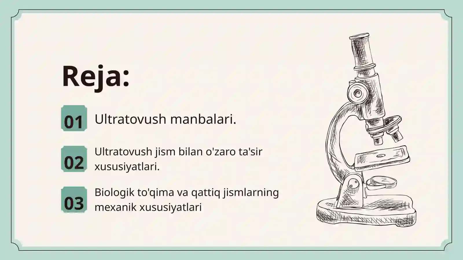 ULTRATOVUSH. ULTRATOVUSH MANBALARI. ULTRATOVUSH JISM BILAN O'ZARO TA'SIR XUSUSIYATLAri. Biologik to'qima va qattiq jismlarning mexanik xususiyatlari 2