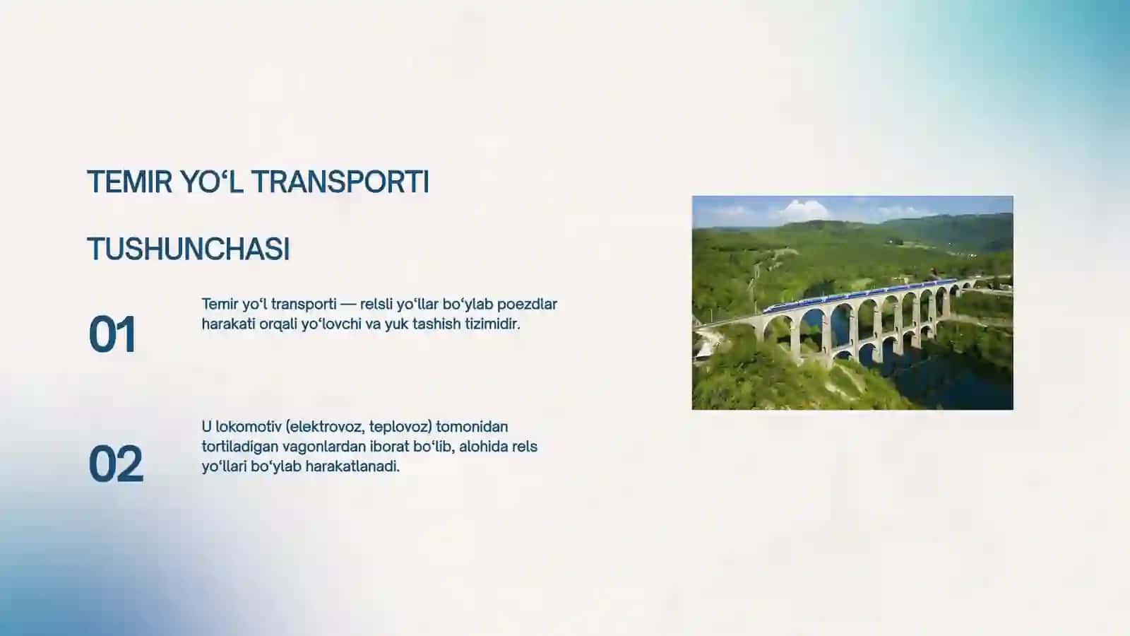 TEMIR YO‘L TRANSPORTI SLAYD 2