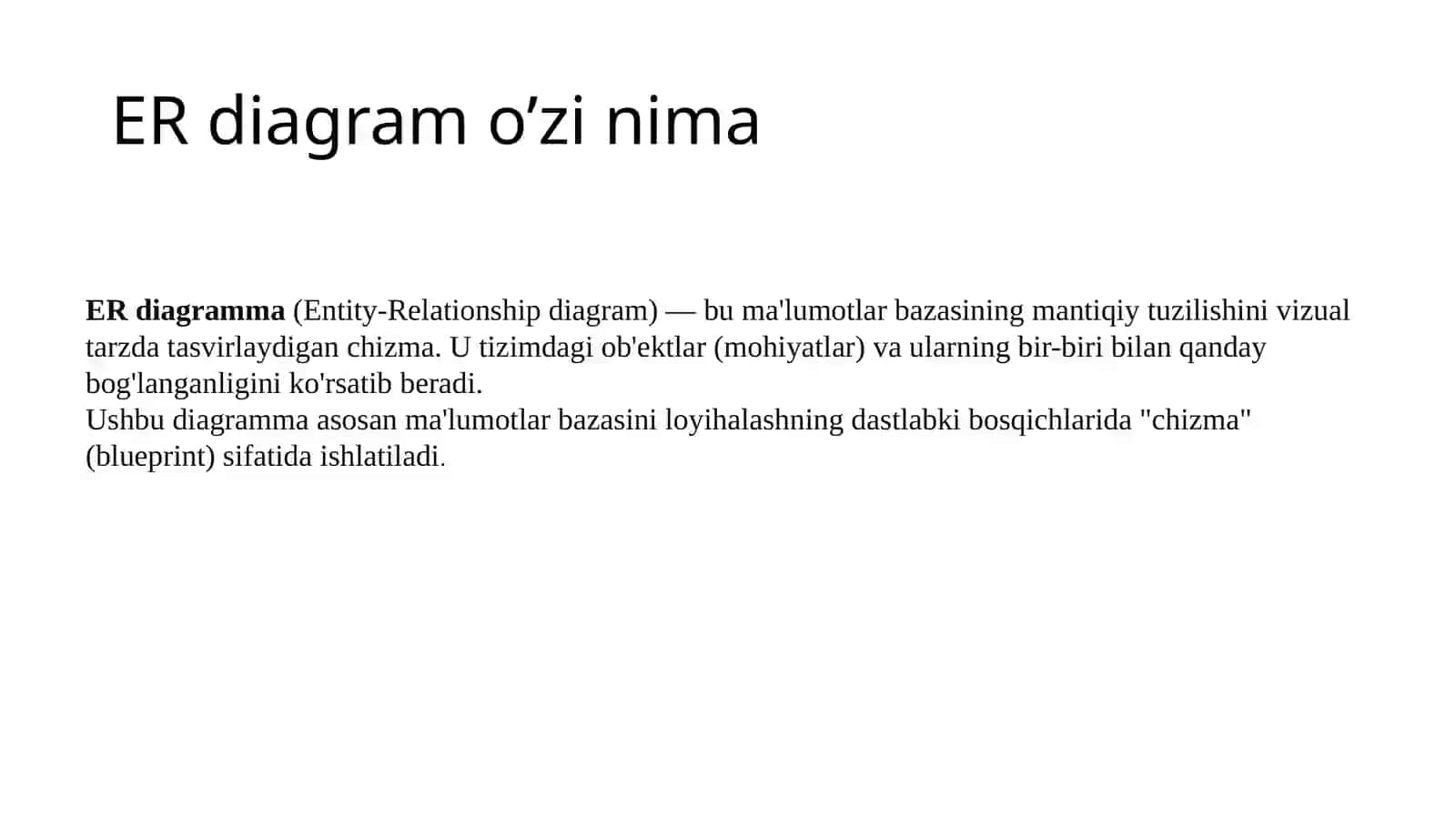 ER diagram tuzish va loyihalash 2