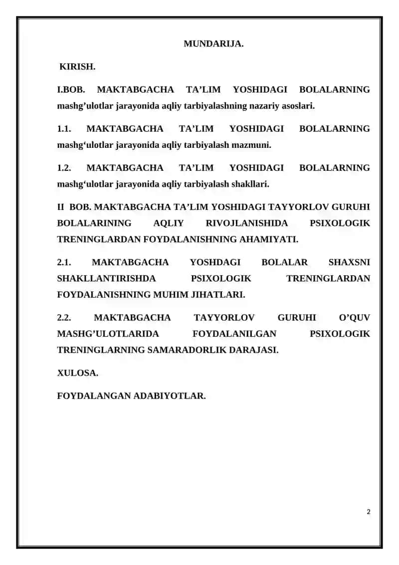 Maktabgacha ta`lim muassasalarida tayyorlov guruhi bolalarining aqliy rivojlanishida psixologik treninglardan foydalanish 2