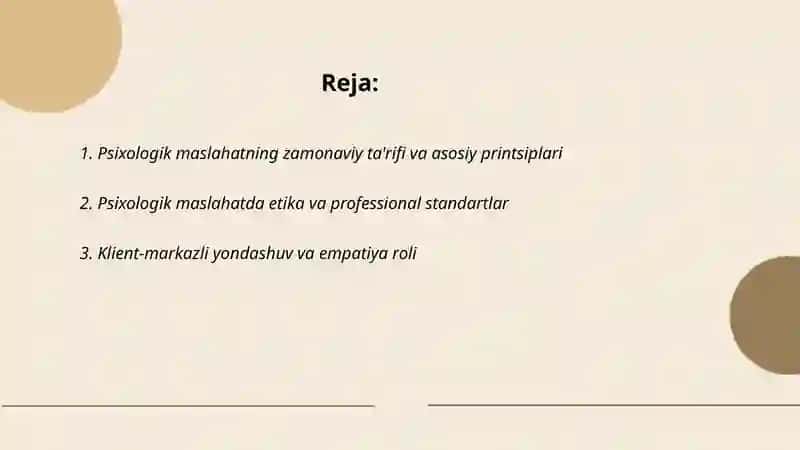 Psixologik maslahatning zamonaviy tushunchalari 2