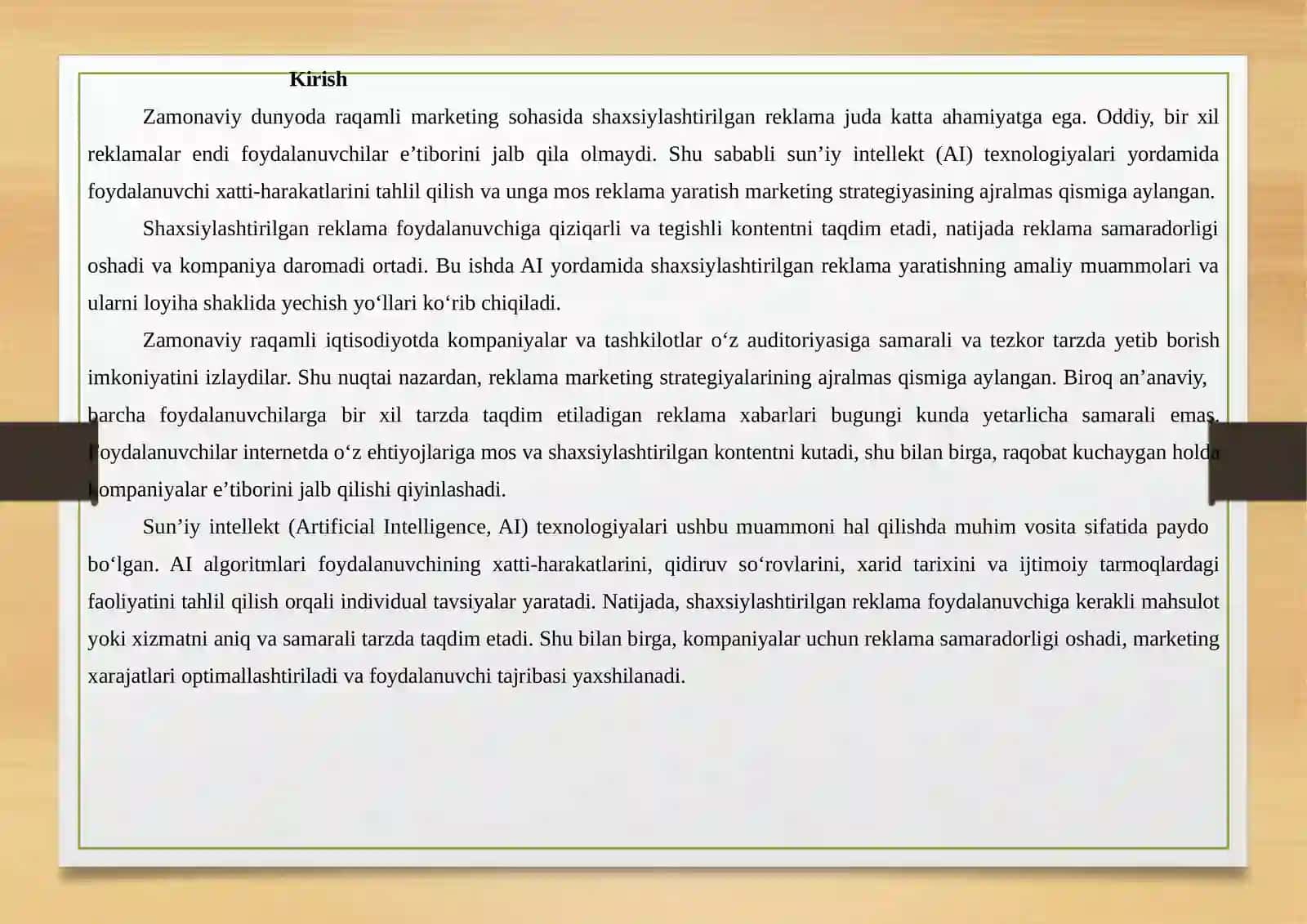 AIYORDAMIDASHAXSIYLASHTIRILGANREKLAMAYARATISH,AMALIYOTDAGIMUAMMONIANIQLASHVALOYIHASHAKLDAYECHIMTAYYORLASH 2