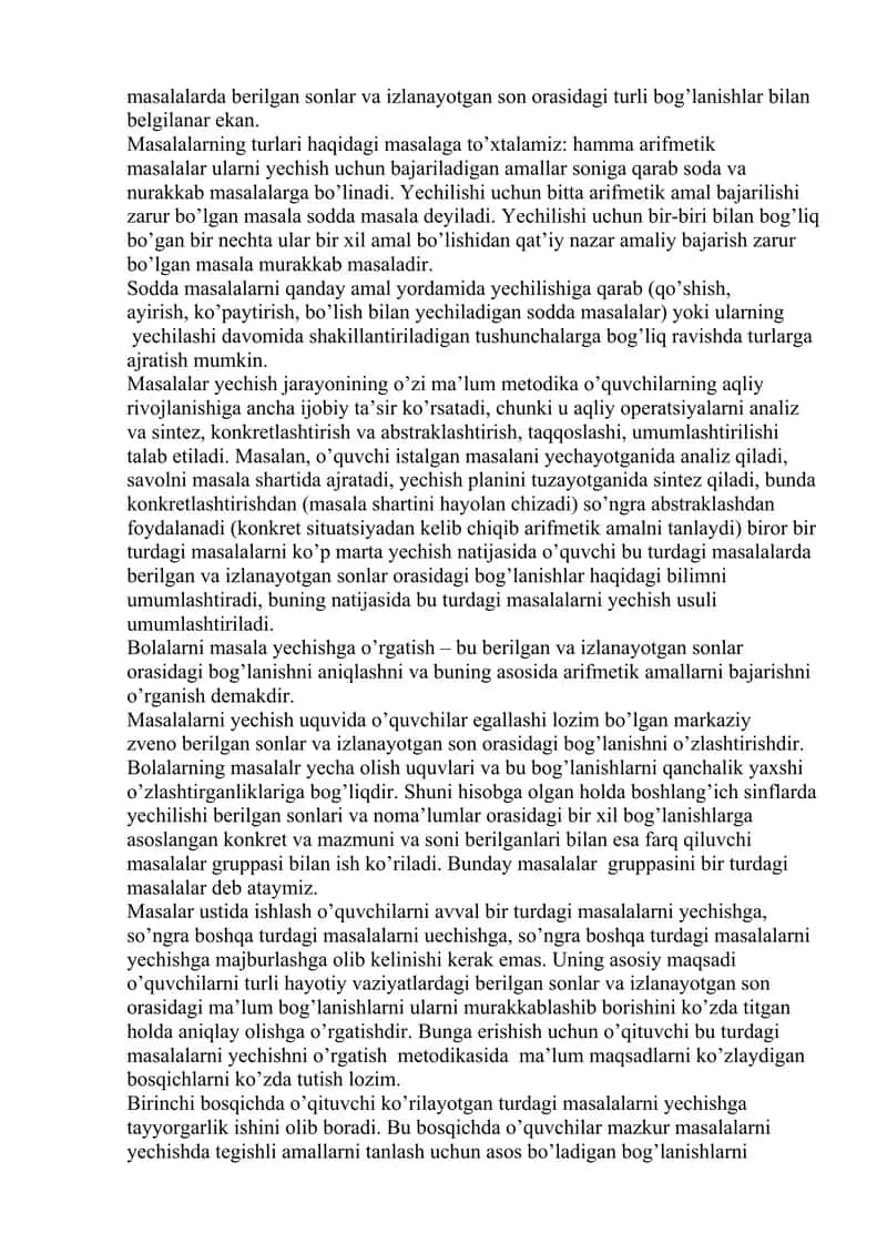 Sodda va tarkibli masalalar ustida ishlash metodikasi 2