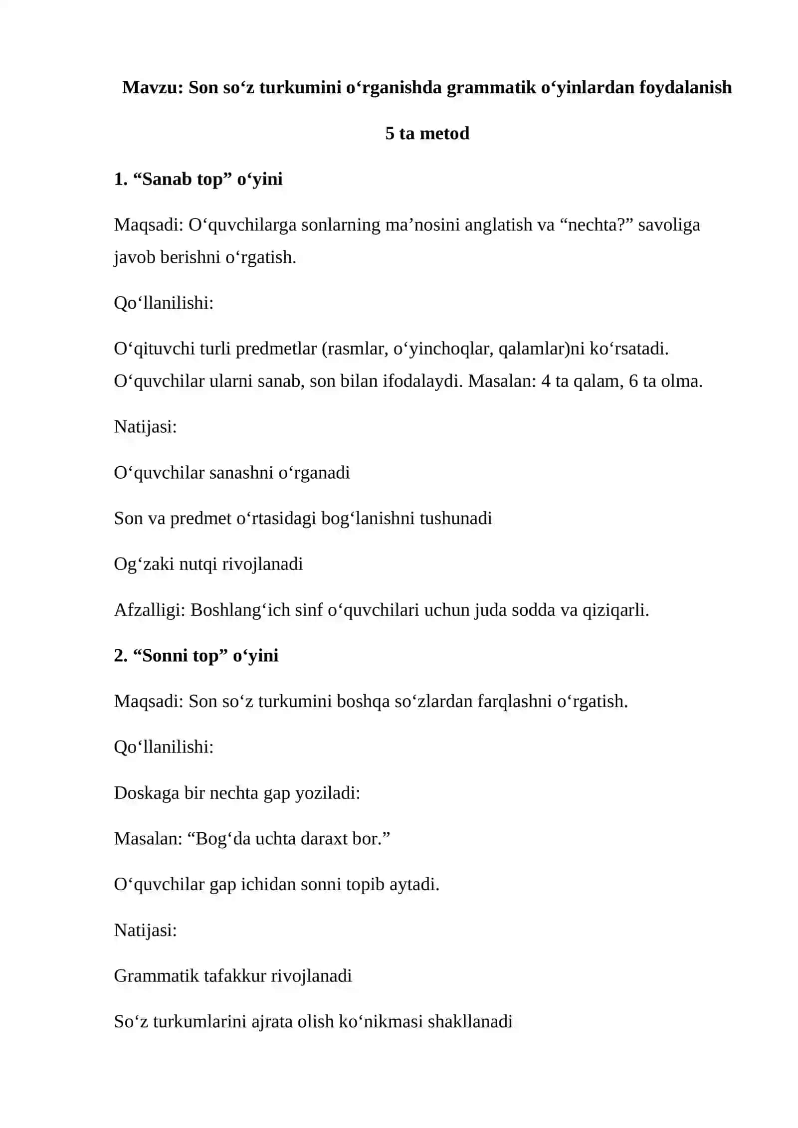 Son so‘z turkumini o‘rganishda grammatik o‘yinlardan foydalanish 2
