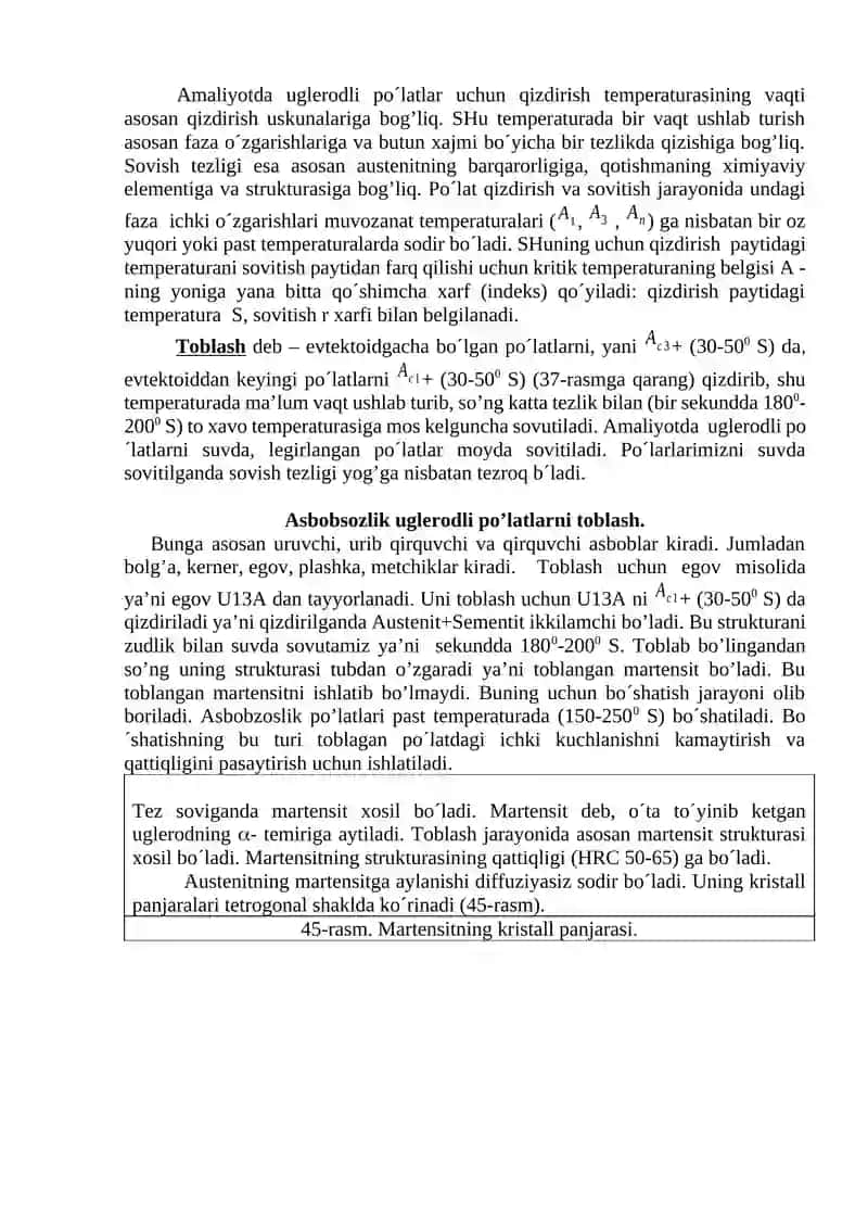 Аsbobsozlik poʼlatlarni termik ishlash 2