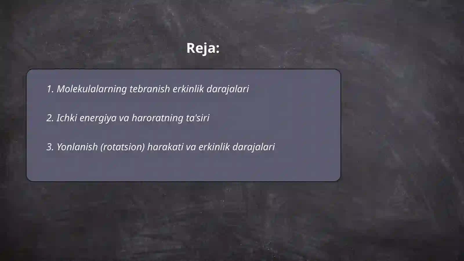 Ichki energiyaning erkinlik darajasi bo’yicha taqsimot qonuni 2
