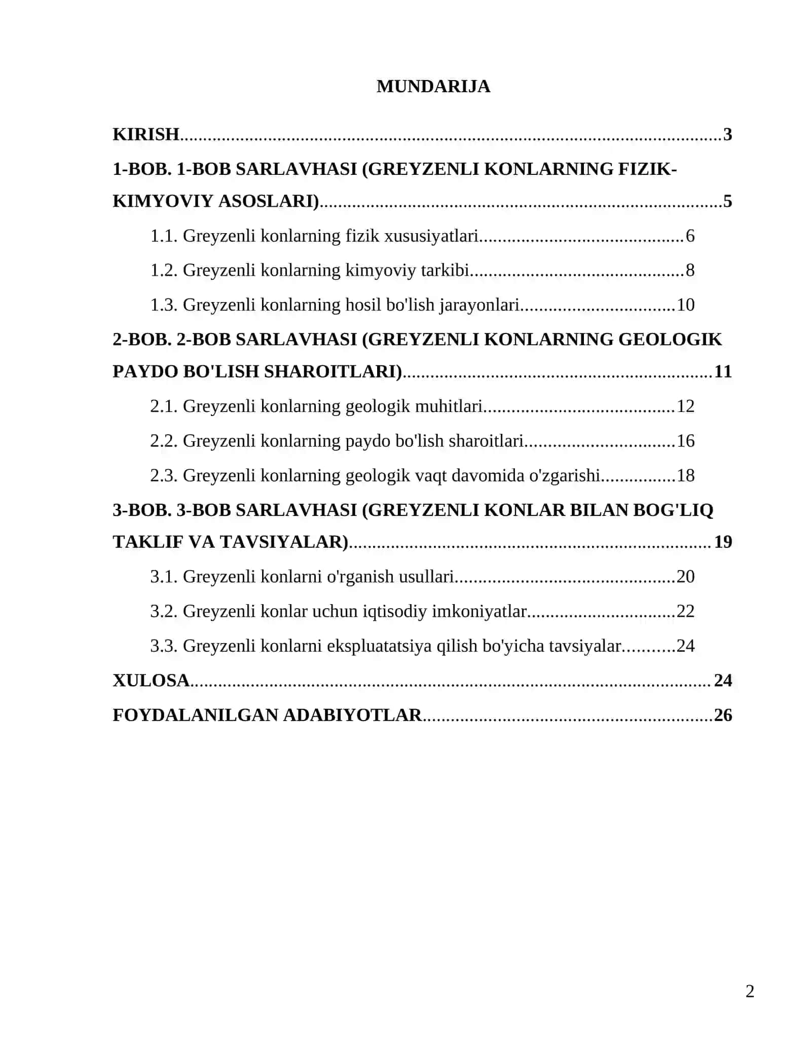 Greyzenli konlarning fizik-kimyoviy va geologik paydo bo'lish sharoitlari 2