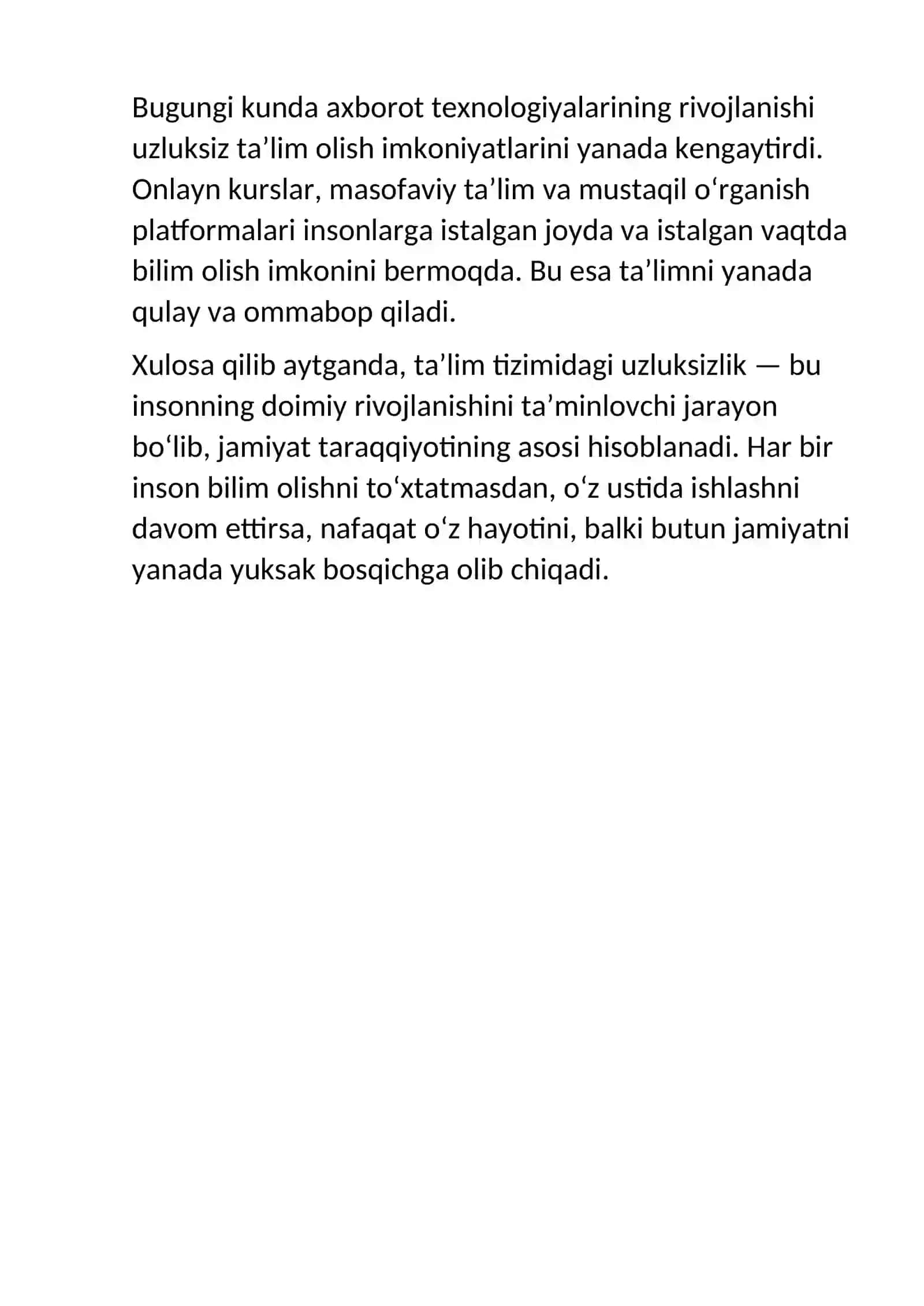 ESSE MA'RUZA TALIM TIZIMIDAGI UZLUKSZLIK 2