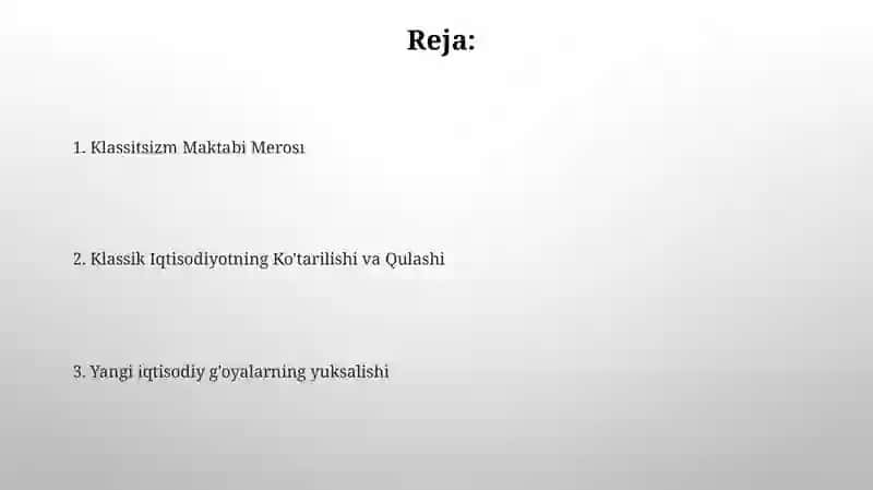 Klassik iqtisodiyot maktabining yakunlanishi 2