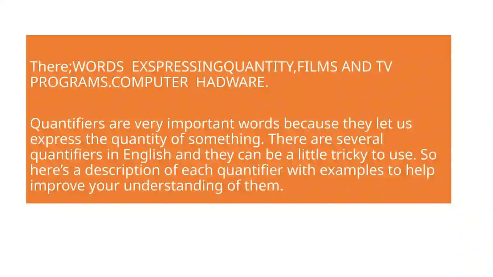 WORDS EXSPRESSING QUANTITY, FILMS AND TV PROGRAMS. COMPUTER HADWARE 2