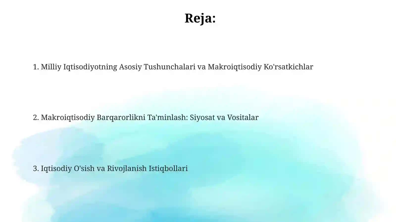 Milliy Iqtisodiyot va uning makroiqtisodiyo‘lchamlari 2