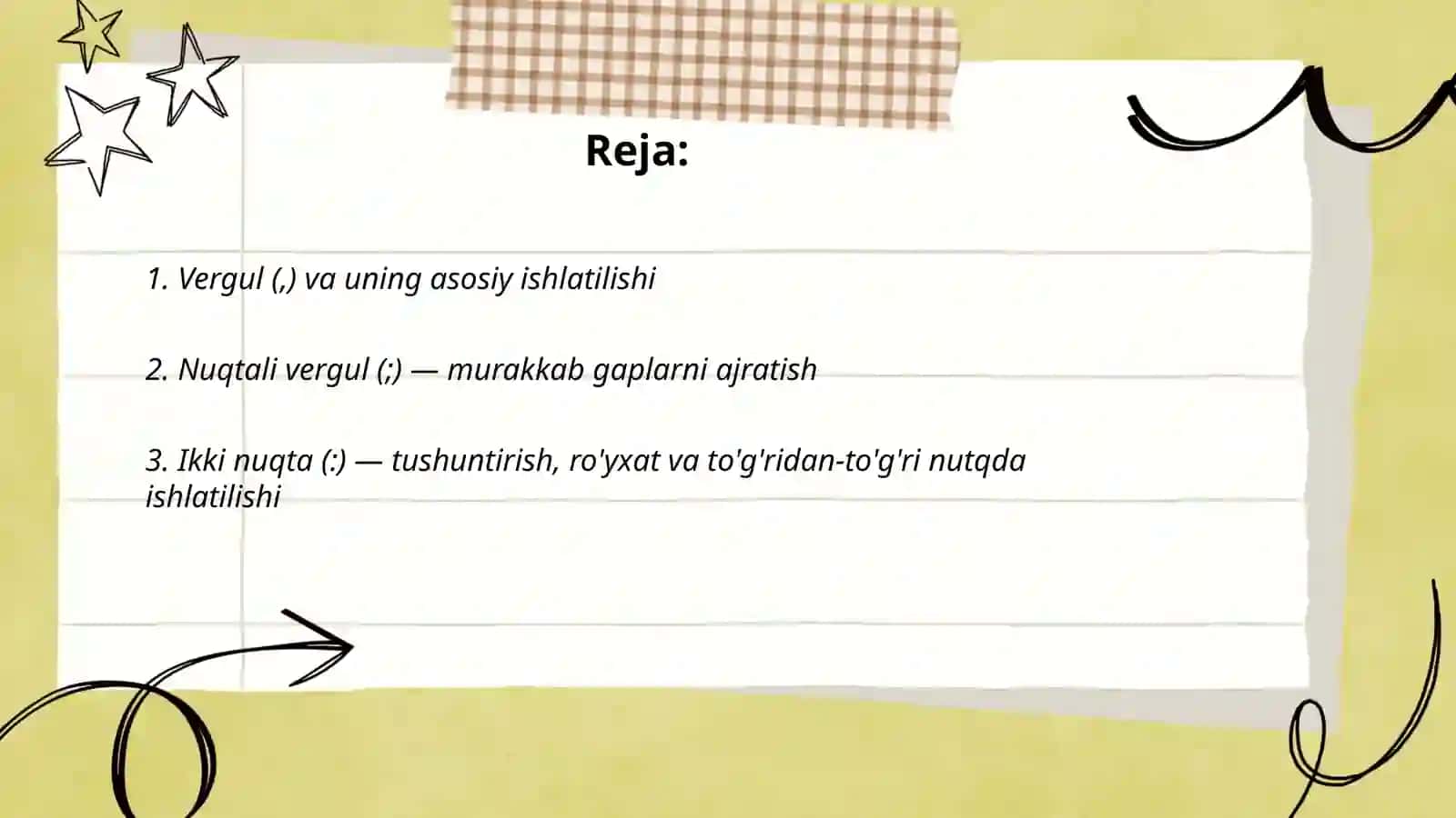 Vergul (,) va uning asosiy ishlatilishi 2