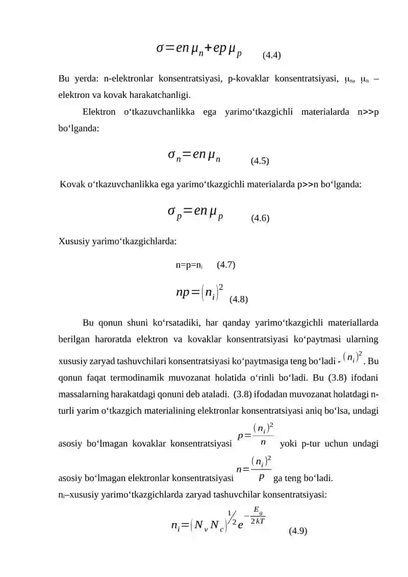 YARIMO‘TKAZGICHLARDA ELEKTRONLAR STATISTIKASIGA DOIR MASALALAR YECHISH 2